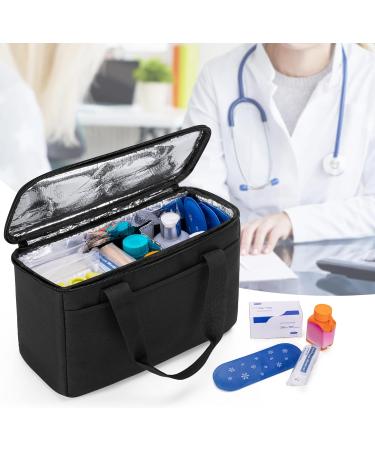 Trunab Insulated Small Medical Bag with Adjustable Dividers - Water-Resistant Cooler for Travel, Home & Camping - Black S - Buy Online on GoSupps.com