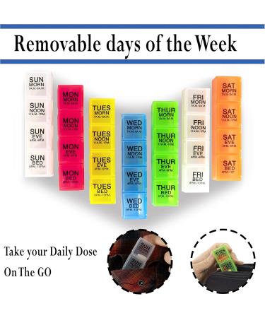 GMS 7-Day Pill Organizer | BPA-Free Waterproof Vitamin & Supplement Storage | Multi-Colored Removable Boxes for Daily Use - Buy Online on GoSupps.com