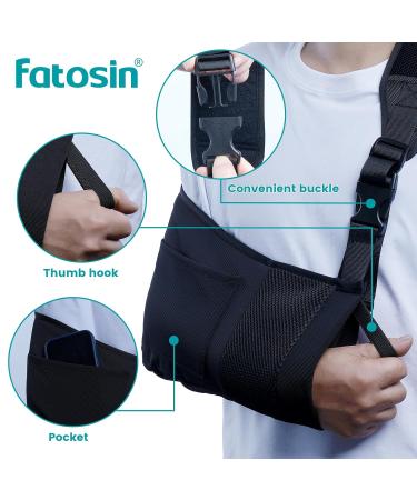 Arm Sling Shoulder Injury Immobilizer | Adjustable Rotator Cuff Support Brace for Men & Women | One Size Fits All for Left & Right Arm - Buy Online on GoSupps.com