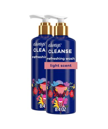 Always Cleanse Feminine Intimate Wash For Women, Ph Balanced For Skin, Lightly Scented, Gynecologist Tested, 8.4 Fl Oz X 2 Bottles (16.8 Fl Oz Total) Scented Wash