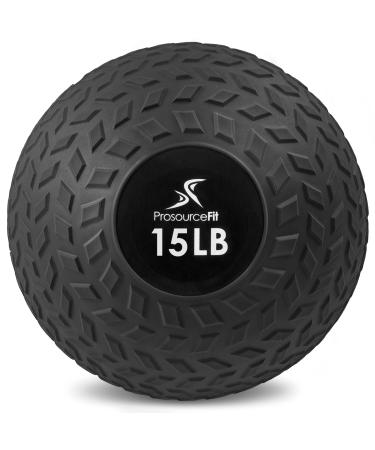 ProsourceFit Slam Medicine Balls 5, 10, 15, 20, 25, 30, 50 lbs Smooth and Tread Textured Grip Dead Weight Balls for Crossfit, Strength and Conditioning Exercises, Cardio and Core Workouts Tread - Black 15 LB