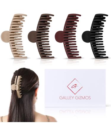 Galley Gizmos Hair Clips for Women or Girls with Thick  Thin  Long  Short  Curly  or Straight Hair Types  For Everyday Fashion  Style or Active Wear  Color Variety  Set of 4