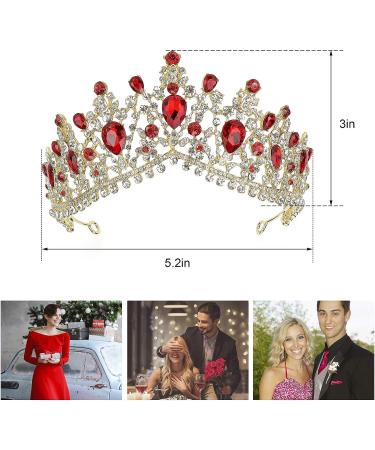 NODG Red Crystal Crown for Women - Princess Queen Vintage Tiara for Birthday, Wedding, Prom - Bridal Hair Accessory for Girls and Adults - Buy Online on GoSupps.com