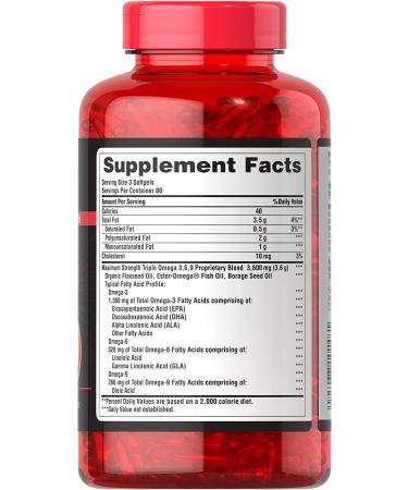 Triple Omega 3-6-9 Fish Flax and Borage 240 Count - Supports Healthy Joints - Buy Online on GoSupps.com