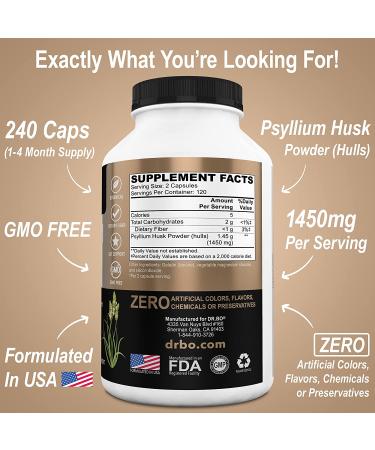 Psyllium Husk Capsules - Natural Fiber Supplement for Constipation Relief & Digestive Health - Daily Nutritional Support for Adults - Buy Online on GoSupps.com