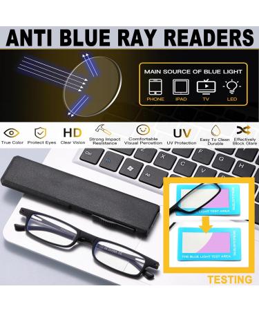 Ultra-Thin Folding Reading Glasses Anti Blue Ray | Lightweight TR90 Compact Readers for Men & Women - 2 PCS Black/Gunmetal 2.5x - Buy Online on GoSupps.com
