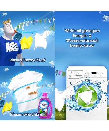 White Giant Color Gel - Extra Strong Liquid Detergent for Bright Laundry | 140 Washloads (2 x 70) - Stain Removal & Freshness Guaranteed - Buy Online on GoSupps.com