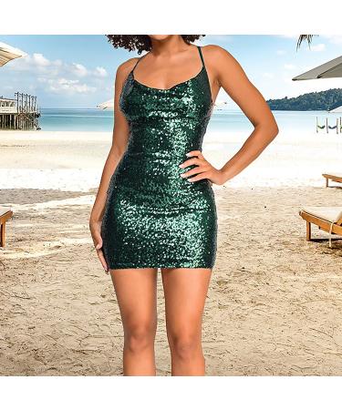 Hanxiulin Women's Elegant Bodycon Party Dress - Short Cocktail Dress with Glittering Paillettes - Buy Online on GoSupps.com