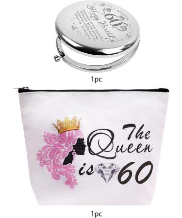60th Birthday Silver Mirror and Makeup Bag Set for Women | Ideal 60th Years Birthday Gift Ideas - Buy Online on GoSupps.com