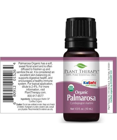 Plant Therapy Organic Palmarosa Essential Oil 10 mL - 100% Pure & Therapeutic Grade | International Shipping Available - Buy Online on GoSupps.com