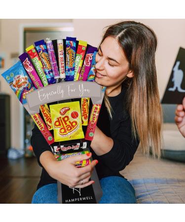 The Retro Sweets Bouquet With Dip Dab Black Jack Fruit Salad & More - Happy Birthday - Buy Online on GoSupps.com