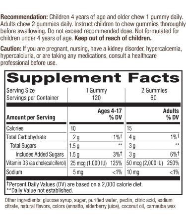 Nature's Way Vitamin D3 Gummies 50 mcg - Mixed Fruit, 120 Count | Essential Immune Support - Buy Online on GoSupps.com