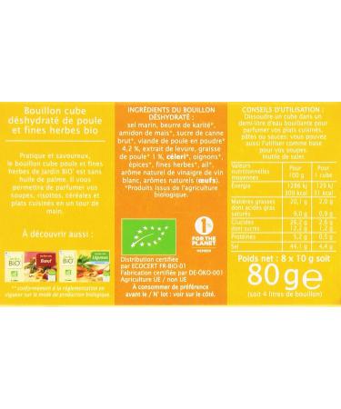 Jardin BiO tic - Chicken bouillon cube - organic - Salty - AB certified - 80g box - Buy Online on GoSupps.com