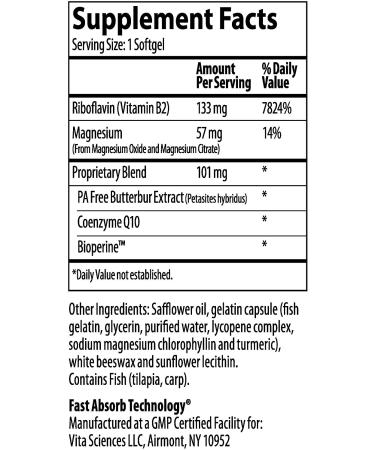 Migraine Relief Supplement: Migravent for Optimal Cranial Comfort and Health Riboflavin, Magnesium, Coenzyme Q10 and Butterbur Blend - Buy Online on GoSupps.com