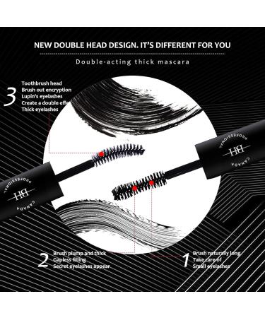 Mimore Double Effect Thick Mascara Natural Thick Waterproof Makeup Mascara Thick Thickening Lengthening False Eyelash Effect Mascara Black Mascara No Smudging Lasting All Day - Buy Online on GoSupps.com