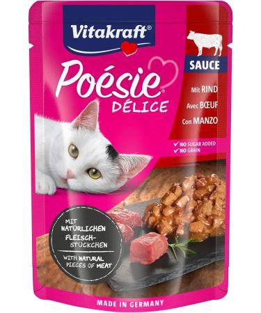 Vitakraft Po sie D lice - Meal for adult cats in sauce - With beef - Recipe without cereals or added sugar (23 x 85g) - Buy Online on GoSupps.com