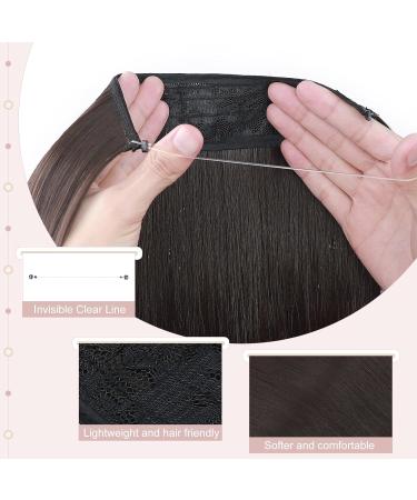 SEGOHAIR Invisible Wire Hair Extensions One Piece Hair Extensions Synthetic Hair Extension 16 inch Long Straight No Clip in Hairpieces Hair Pieces for Women-Dark Brown - Buy Online on GoSupps.com