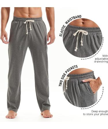 AMY COULEE Men's Cotton Yoga Pants - Lightweight Sweatpants with Pockets | Dark Gray, Medium - Buy Online on GoSupps.com