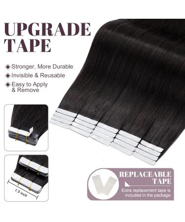 SEGO Tape in Hair Extensions - 100% Remy Human Hair 18 Inch Natural Black Seamless & Soft 50g Pack - Perfect for Women - Buy Online on GoSupps.com