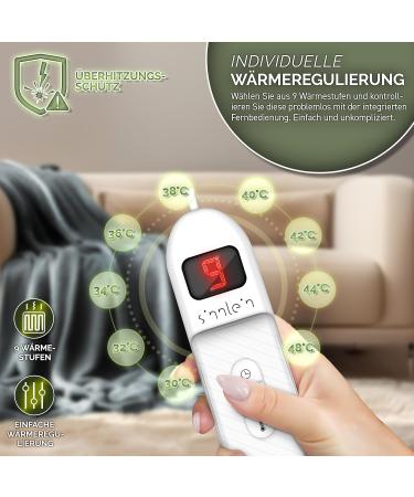 Sinnlein Heating Ceiling Blanket 180x130cm - T V S d GS Certified Electric Blanket with Timer 9 Heat Levels & Washable Design - Cuddly Light Gray - Buy Online on GoSupps.com