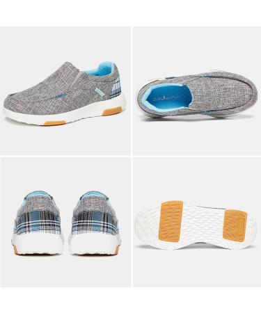 OrthoComfoot Women Canvas Slip On Shoes - Arch Support Loafers for Plantar Fasciitis Relief - Grey Blue - Size 9 W - Buy Online on GoSupps.com