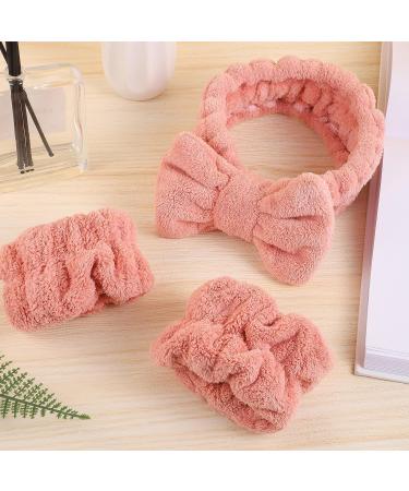 BESARME 3-Piece Face Wash Headband and Wristband Set - Soft Spa Headband and Wrist Towels for Makeup and Skincare - Pink - Buy Online on GoSupps.com