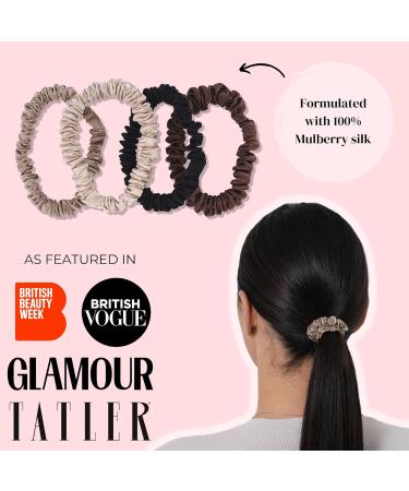 Silkie 4-Set 100% Pure Mulberry Silk Hair Ties - Champagne Color | Travel Bags Included | Gentle on Hair Perfect Ponytail Holder | Everyday Hair Care Solution - Buy Online on GoSupps.com