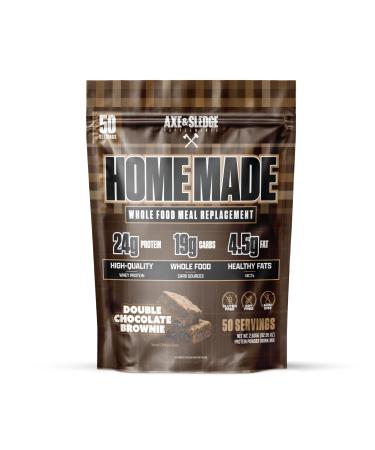 Axe & Sledge Home Made Meal Replacement Powder | 48g Protein | Digestive Enzymes & Fiber | Non-GMO Premium Ingredients | Protein for Bulking | 25 Servings Double Chocolate Brownie