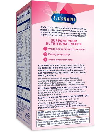Enfamil Enfamom Prenatal Vitamin & Mineral Supplement with Calcium, Vitamin D, Vitamin C, Omega 3 DHA - 90 Softgels - Buy Online on GoSupps.com