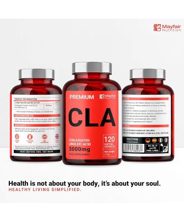 3000mg CLA Supplements - Non-Stimulating & Non-GMO - 120 Capsules - Made in UK - Buy Online on GoSupps.com