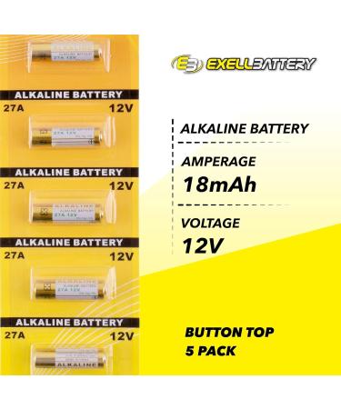 Buy Exell EB-27A Alkaline Battery - 12V 18mAh for Key Fobs Alarms & Garage Openers (5-Pack) | International Shipping Available - Buy Online on GoSupps.com