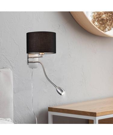 Buy Modern Nickel Matte Wall Lamp with Adjustable Reading Arm - Black Fabric Shade | 1x E14 Max 40W | 20 cm Ideal International Shipping - Buy Online on GoSupps.com