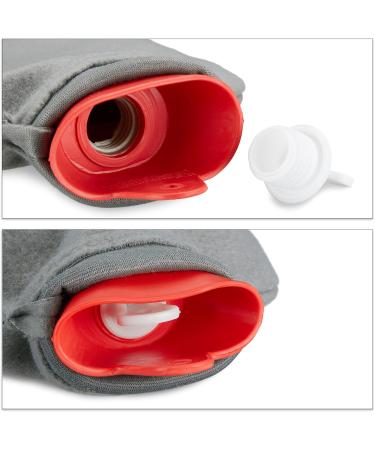 Buy Relaxdays Hot Water Bottle with Fluffy Cover - 1.5L Odorless Natural Rubber - Grey/Red - Perfect for Cozy Comfort - Buy Online on GoSupps.com