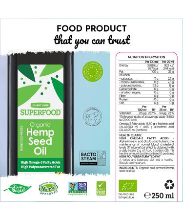 Organic Certified Hemp Seed Oil - Virgin Cold Pressed - Vegan Omega 3 6 Protein Rich Hemp Seeds Oil - Keto Diet (Original 500ml - 2 x 250ml) Original 500ml - Buy Online on GoSupps.com