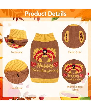 HUMLANJ Thanksgiving Knitted Dog Turtleneck Sweater - Warm Turkey Pullover for Puppy - Leash Hole - Small-Medium Sizes - Buy Online on GoSupps.com