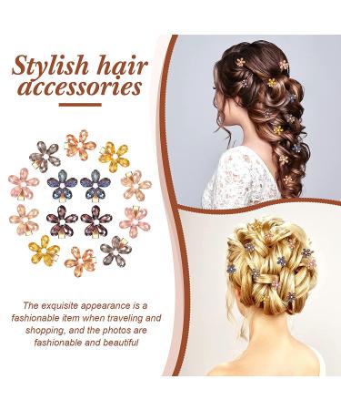 14-Piece Flower Crystal Hair Clips Set - Small Pearl Alligator Hairpins for Women and Girls in 7 Stylish Colors - Buy Online on GoSupps.com