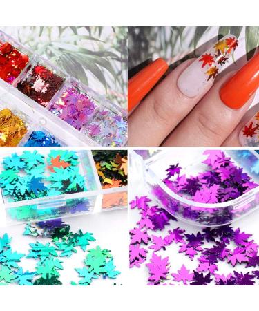 ACDOKUK 12 Colors Autumn Blatt Nail Art Glitter Sequins Perfect Thin Decals for Stunning Autumn Nail Art Decoration - Buy Online on GoSupps.com