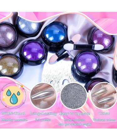 lomdung 12 Pcs Nail Pigment Powder Chrome Nail Powder Mirror Powder for Nails Easy DIY at Home for Nail Art Manicure and Decoration MultiColor - Buy Online on GoSupps.com