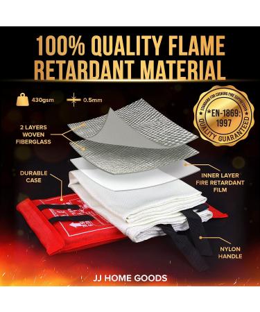 JJ Home Goods Fire Blanket 40x40 (Pack of 2) with Hooks - Emergency Fire Suppression Blanket for Home & Kitchen Use - Buy Online on GoSupps.com