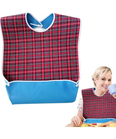 Adult Bibs - Waterproof Feeding Bibs for Elderly with Crumb Catcher | Clothing Protectors for Elderly Women and Senior Citizens Nursing Home Friendly Puchen Red - Buy Online on GoSupps.com