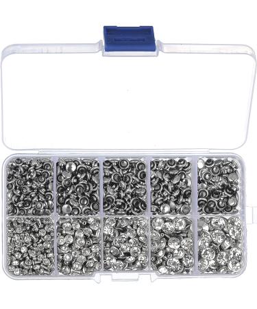 500 Sets CZ White Crystal Rivets for DIY Leather-Craft & Garment | Rapid Rhinestone Studs in Silver Color (Mixed 01) - Buy Online on GoSupps.com