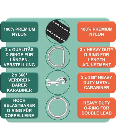 Dey Premium Reflective Dog Leash - 2m 3-Way Adjustable for All Breeds | Nylon | Multiple Colors Available | Double and Tow Leash Options - Buy Online on GoSupps.com