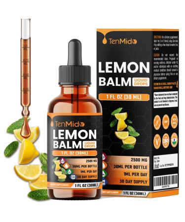 Tenmido Lemon Balm Tincture 2500mg - Herbal Extract Liquid Supplement | Alcohol-Free Vegan Non-GMO - 30ml 1 Fl Oz