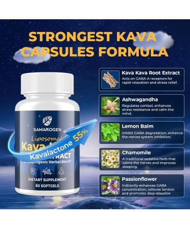 Kava Kava Capsules Root Extract Supplement Liposomal 55% Kavalactones with Ashwagandha Chamomile Lemon Balm Passionflower for Relax & Good Sleep (60 Softgels) 60 Count (Pack of 1) - Buy Online on GoSupps.com