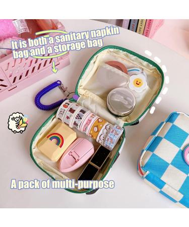 Large Capacity Cute Chequered Sanitary Napkin Storage Bag - Portable Pouch for Teen Girls (Black) - Buy Online on GoSupps.com