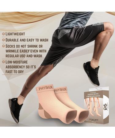 Physix Gear Ankle Brace Sock Compression Ankle Sleeve for Women & Men Comfortable Plantar Fasciitis Sock-Ankle Support Sleeve S/M-US Mens 6-8 | Womens 4-7.5 1 Pair - Beige Nude - Buy Online on GoSupps.com