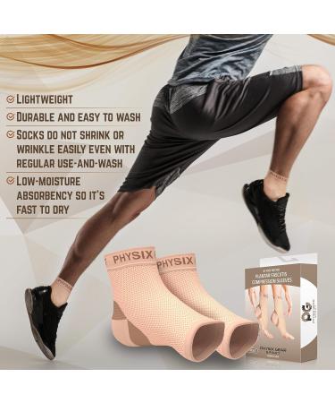 Physix Gear Plantar Fasciitis Compression Ankle Socks Toeless Arch Support Sleeve for Achilles, Heel Spurs, Swelling XXL 1 Pair (Beige Nude) - Buy Online on GoSupps.com