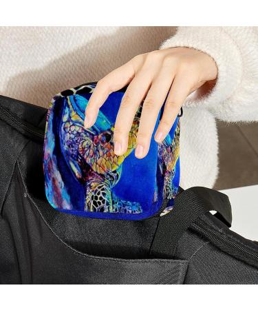 Menstrual Pad Bag with Zipper | Women's Napkin & Tampon Collection Bag (Blue Sea Turtle) - Eco-Friendly & Stylish - Buy Online on GoSupps.com