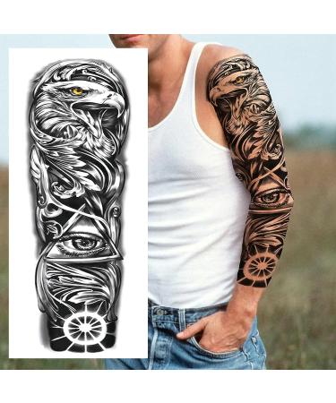 24 Sheets Cool Super Large Full Arm Temporary Tattoo Sleeve for Men & Women - Flower, Eagle, Compass, Tribal Tiger - 16 Sheets Thigh Adults Tatoo - FANRUI - Buy Online on GoSupps.com