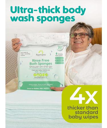 Rinse Free Sponge Bath Wipes 90-Pack | Extra Large No Rinse Body Wipes | Disposable On-The-Go Cleaning Cloths | for Kids Adults Elder Care Gym Travel | 3x30 Count Packs - Buy Online on GoSupps.com